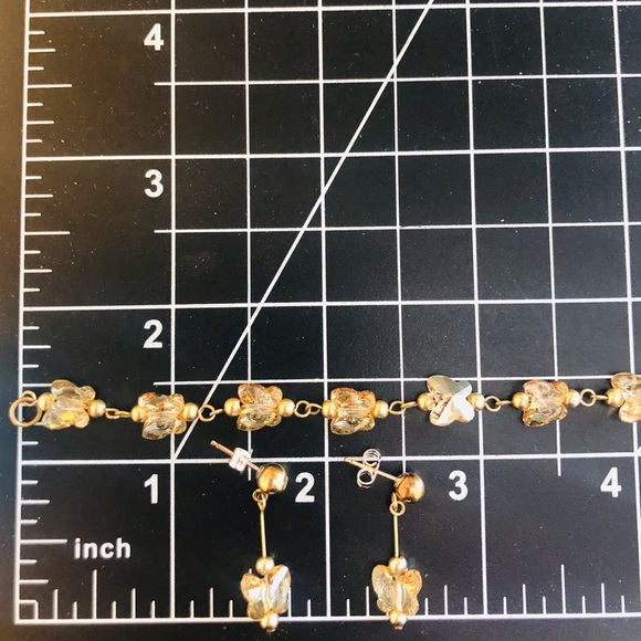 Vintage Butterfly Crystal Bracelet & Earrings 🦋 - Picture 7 of 13